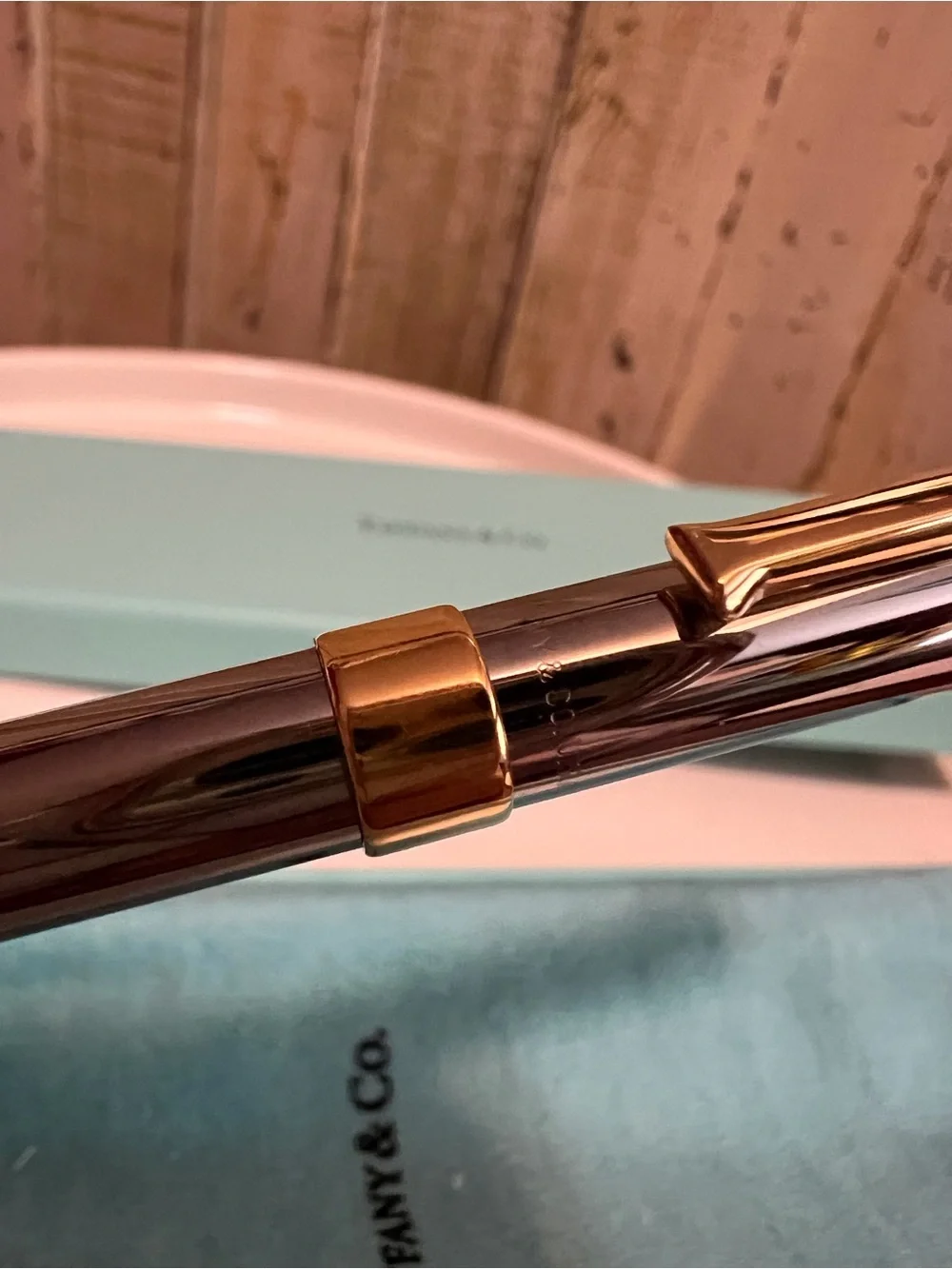 Tiffany & Co. T-Clip Ballpoint Pen, Sterling Silver & Gold Accent, Complete Set